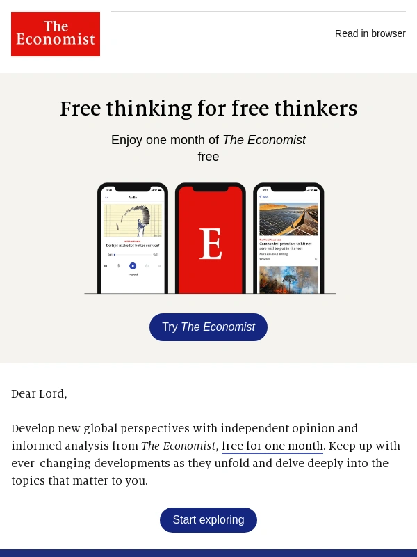 Economist Subscription - Get one month of The Economist free