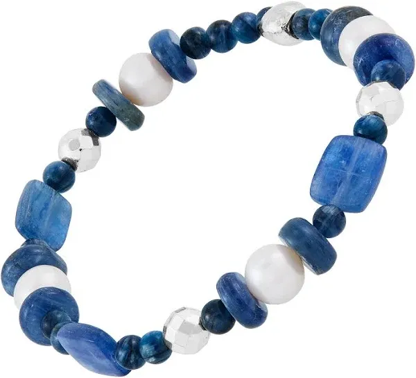 Silpada Sterling Silver Blue Me Away Bracelet with Kyanite, Hematite, and Freshwater Pearl