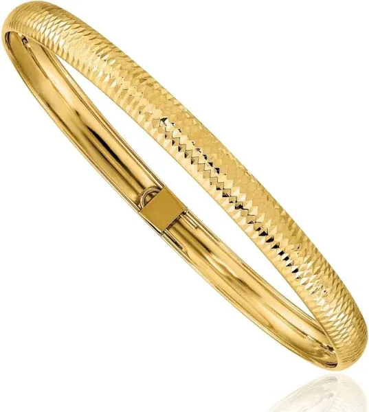 10K Solid Yellow Gold Flexible Bangle Bracelet
