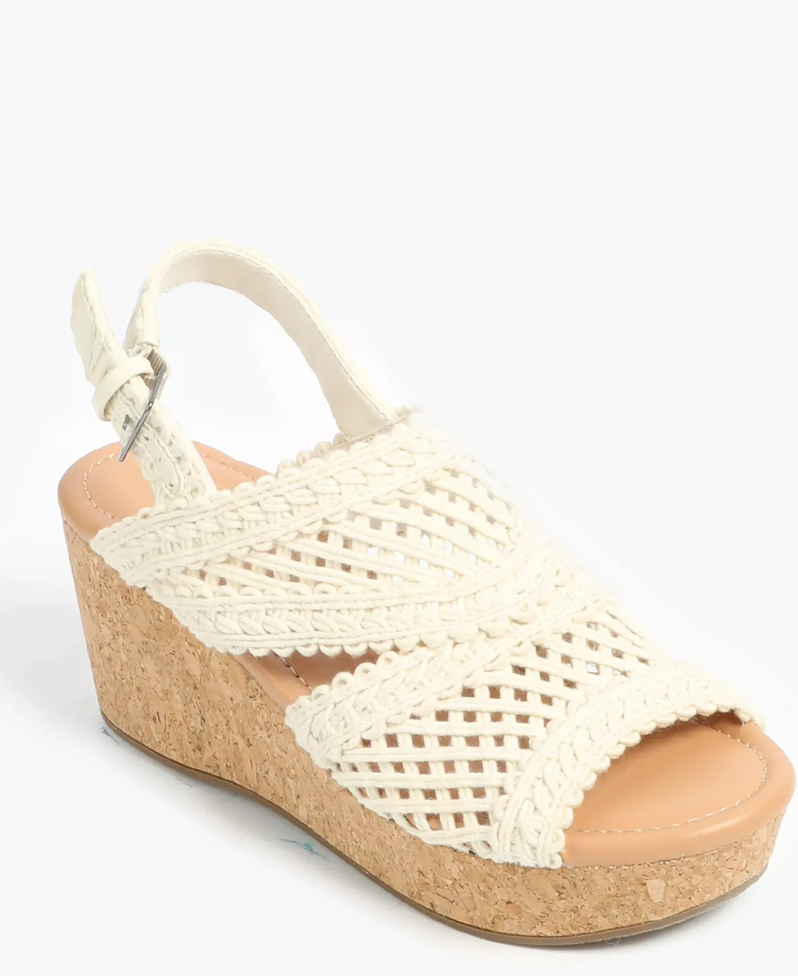 Maurices Women's Supercush Charlotte Crochet Cork Wedge Beige  - 9 1/2