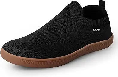 BUHCFBO Mens Barefoot Shoes Minimalist Slip on Cross-Trainer Wide Toe Walking Shoes Zero Drop Sole Lightweight Trail Running Sneakers Casual Shoes for Fitness Jogging Wrestling Black 10