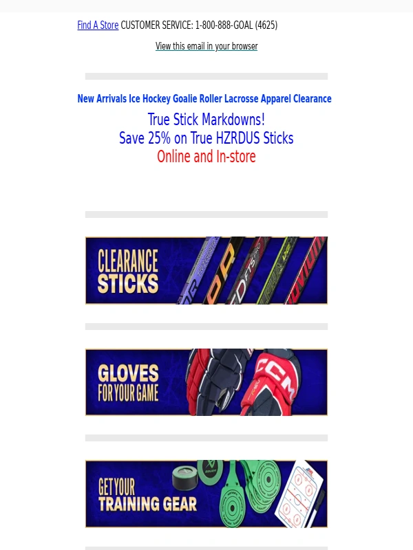 Perani's Hockey World - True Stick Markdowns!