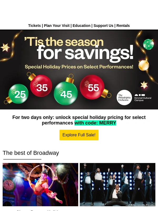 Kimmel Center - Our Holiday Sale starts now!