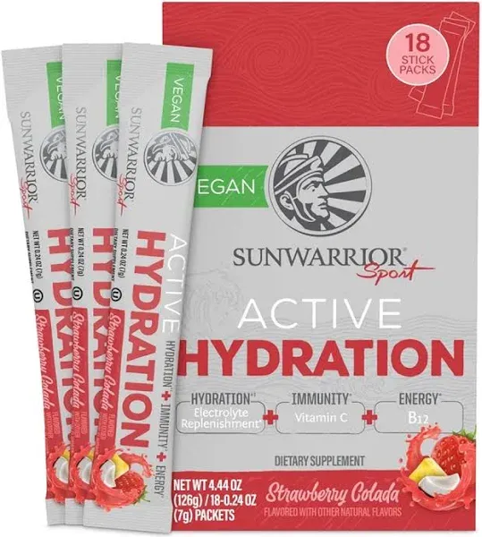 Sunwarrior Active Hydration Stick Packs Strawberry Colada 18 Sticks