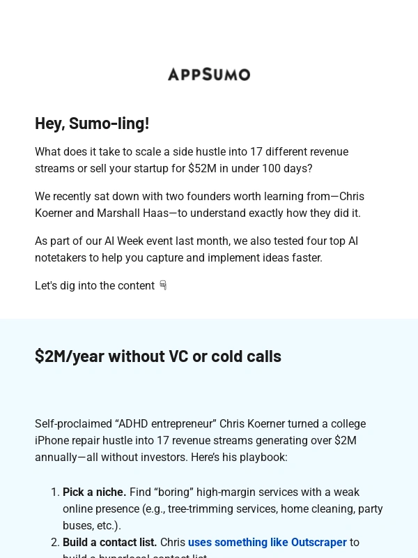 AppSumo - ? Steal these playbooks from Chris Koerner and Marshall Haas