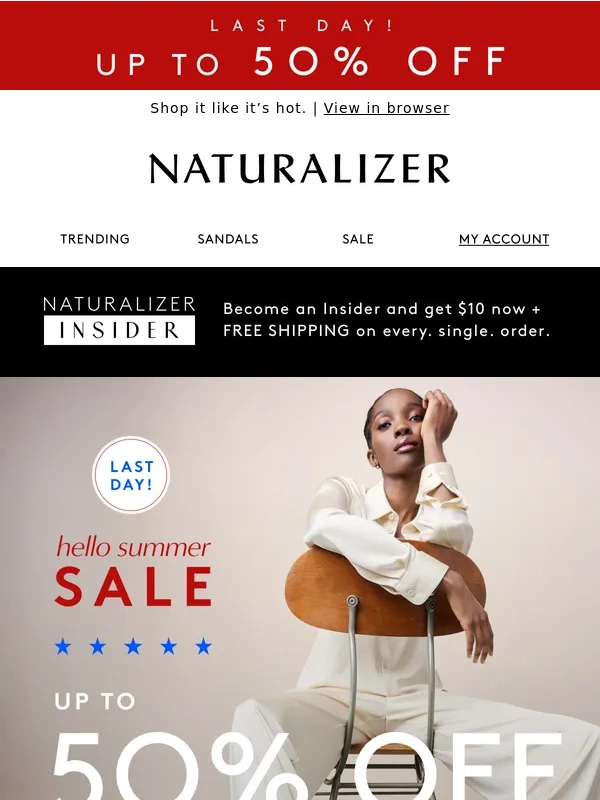 Naturalizer - FINAL HOURS! Up to 50% off summer faves