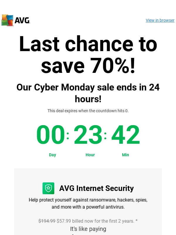 AVG - ⏰ One last chance to save 70% on AVG