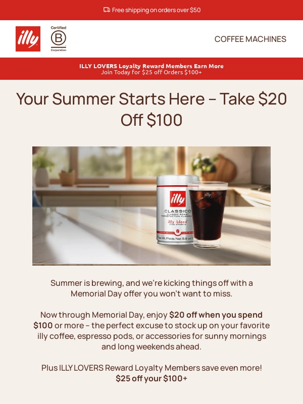 illy - Loyalty Has Its Perks – Enjoy $25 Off $100