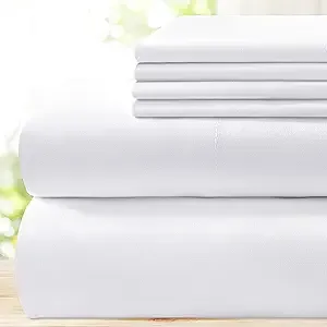BYSURE King Size Sheets Set White - Super Soft Cooling Bed Sheets with Deep Pockets Hotel Luxury, 1800 Thread Count 100% Microfiber, Wrinkle & Fade