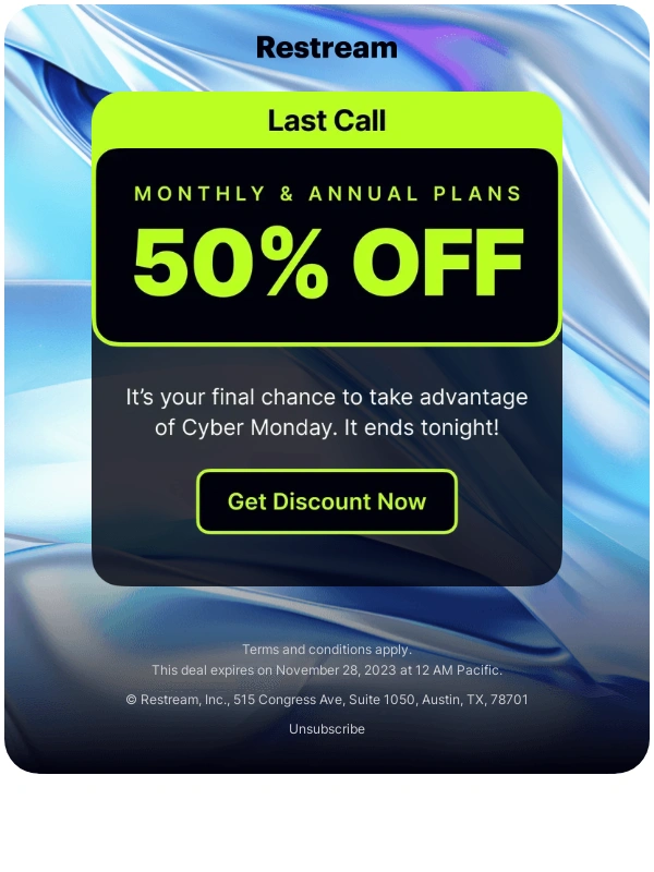 Restream -  Final hours to get Restream at the best price