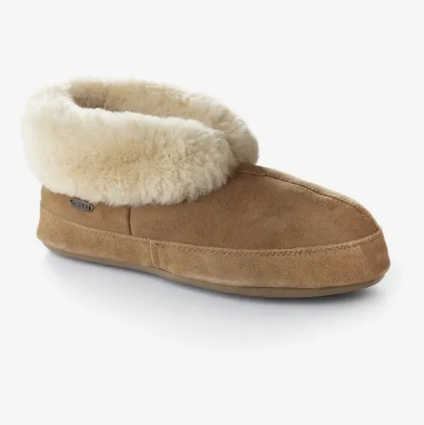 Acorn Mens Sheepskin Bootie Slipper With Indoor/Outdoor Sole