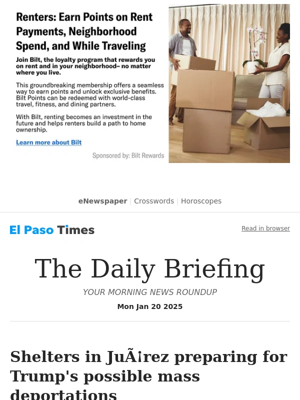 El Paso Times - Daily Briefing: Shelters in Juárez preparing for Trump's possible mass deportations