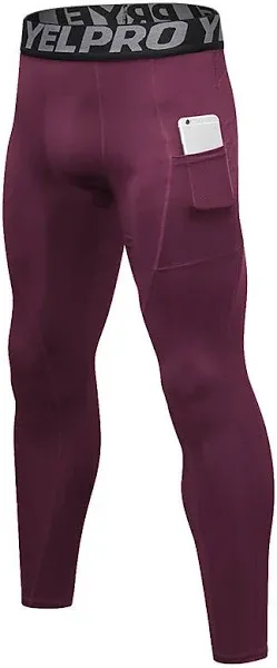 Men's Quick Dry Compression Running Tights with Phone Pocket