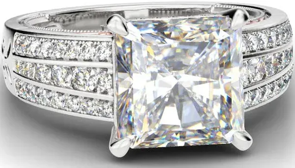 Jeulia Scrollwork Princess Cut Sterling Silver Ring