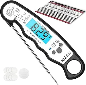 Kizen Instant Read Meat Thermometer Digital – Food Thermometer for Cooking, Grill, Oven, BBQ – Waterproof and Backlit Display – Kitchen Gadgets