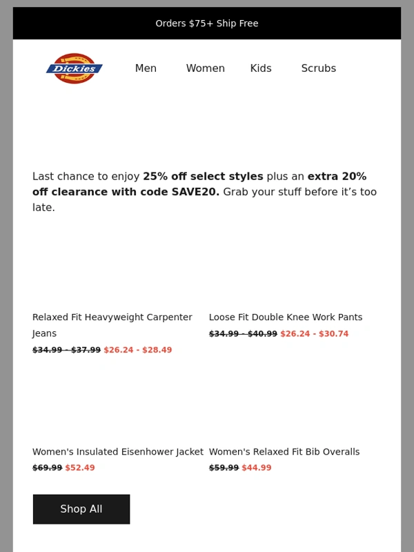 Dickies - ⏰ Final Day: 25% Off Select Styles