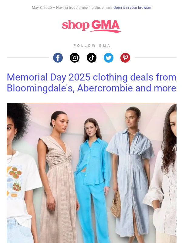Good Morning America - ?️ Ready,set,shop! Major Memorial Day clothing and beauty sales