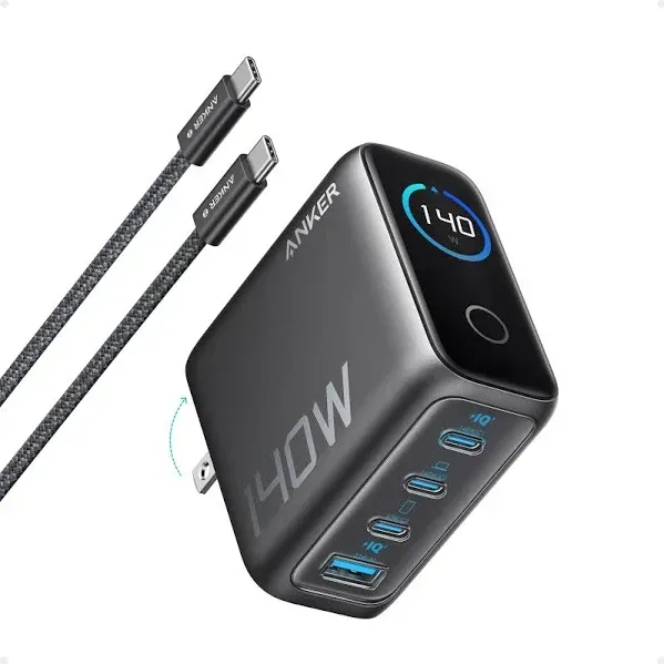 Anker Laptop Charger (140W, 4-Port, PD 3.1) with USB-C Cable