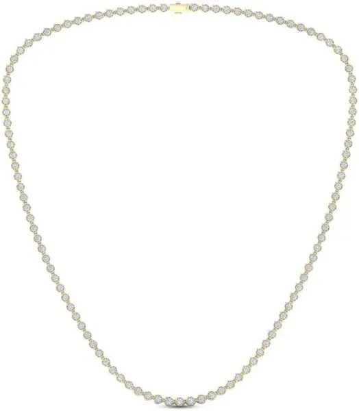 10K Yellow Gold 3 Ct tw Round-Cut Diamond Tennis Necklace