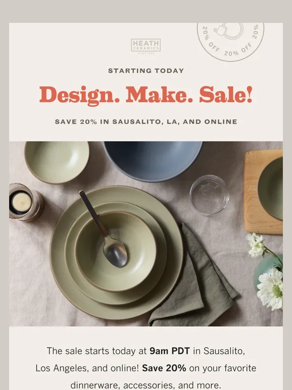 Heath Ceramics - The Sale Starts Today!