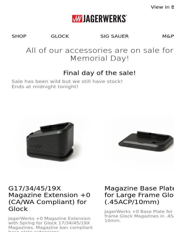 Jagerwerks - Memorial Day Accessories Sale!
