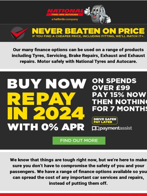 National Tyres - Buy Now & Repay in 2024!