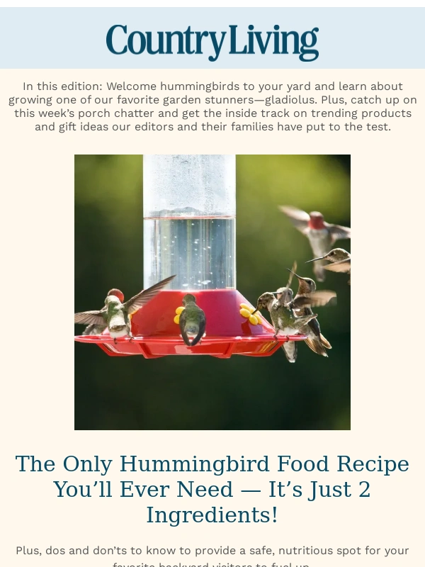 Country Living - The Only Hummingbird Food Recipe You’ll Ever Need