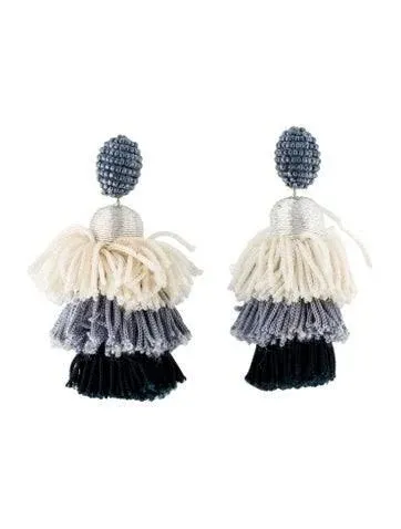 Oscar de la Renta Silk Tiered Tassel Earrings
