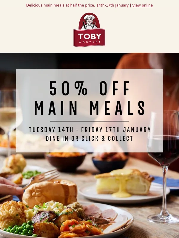 Toby Carvery - Another chance for 50% off main meals ?