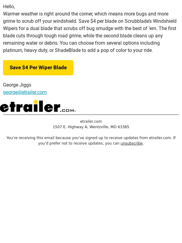 etrailer.com - Save $4 Per Blade and Scrub Away Windshield Scum