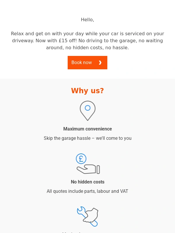 RAC - Save £15 on a convenient at-home car service!