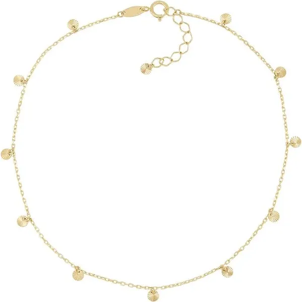 14K Yellow Gold Diamond-Cut Anklet