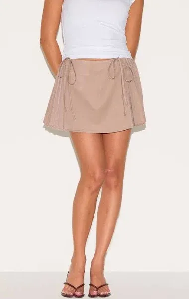 Petite Pleated Tie Mini Skirt