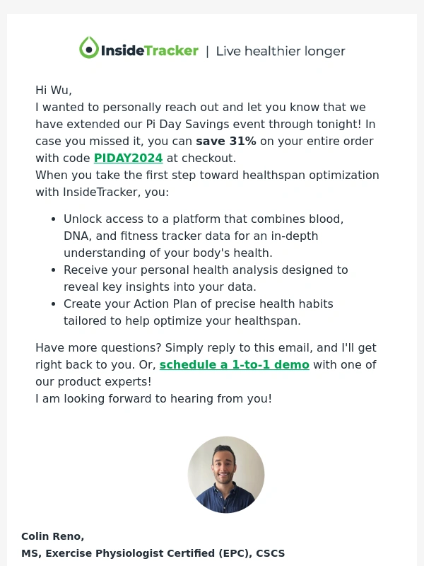 InsideTracker - Hi,it's Colin from InsideTracker! How can I help?