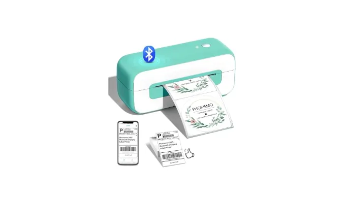 Phomemo Green Bluetooth Thermal Shipping Label Printer, 2025 Upgrade 4×6 Desktop Thermal Label Printer for Small Business/Shipping Packages/Office/Home, for Amazon, Ebay, Shopify, Etsy, UPS, FedEx