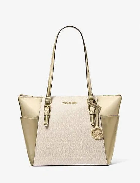 MICHAEL KORS Charlotte Large Leather Top Zip Tote Bag