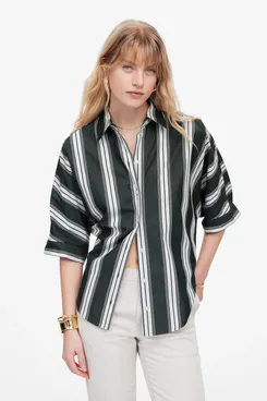 Madewell Oversized Pleated Short-Sleeve Shirt