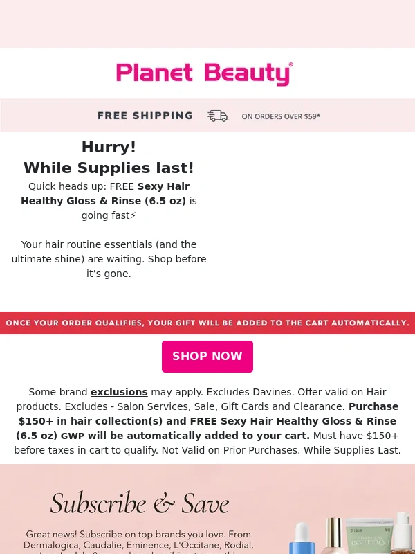 Planet Beauty - Shop $150+ & Enjoy a Free Hair GIFT!