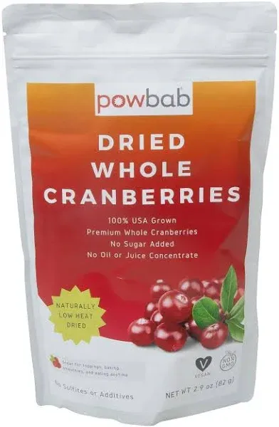 Powbab Dried Cranberries Unsweetened