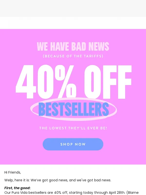 Pura Vida - ‼️ Bestsellers now 40% off (Blame the Tariffs)