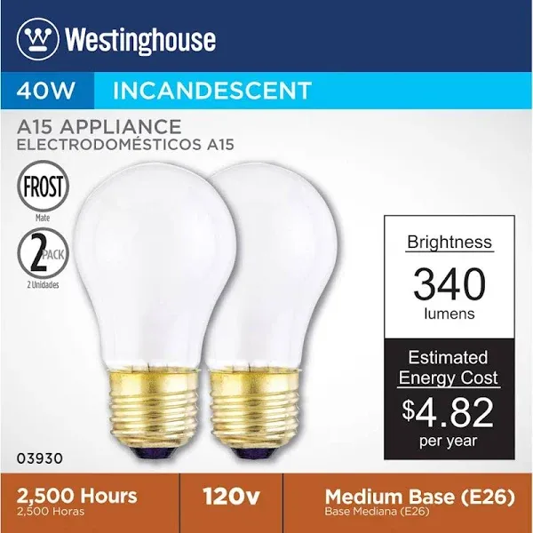 Westinghouse Appliance 40 W A15 A-Line Incandescent Bulb