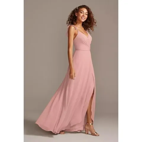 David's Bridal Ruffle Spaghetti Strap Chiffon Dress