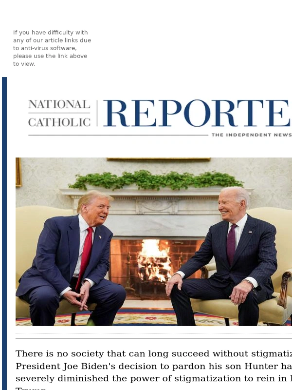 Washington Post - Michael Sean Winters on Biden's unpardonable pardon
