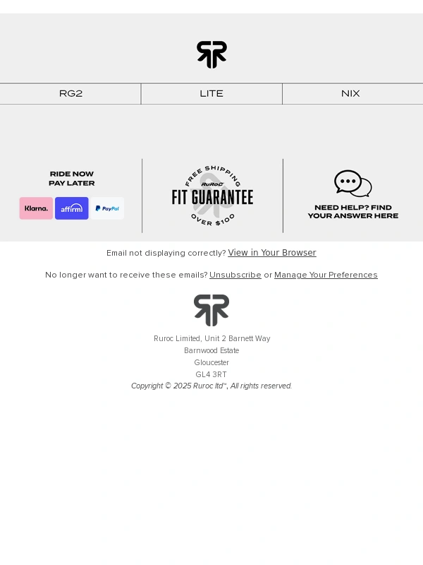 RUROC - The End of Season Sale Ends Tomorrow