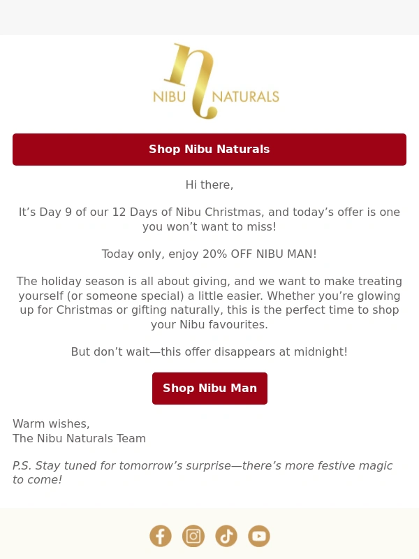 Nibu Naturals - Day 9: 20% Off Men’s Collection!