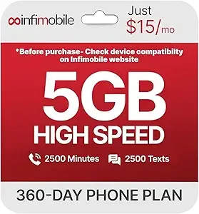 Prime Members: 5GB 12-Mo Infimobile T-Mobile Prepaid Plan (2500 Min + 2500 Text)