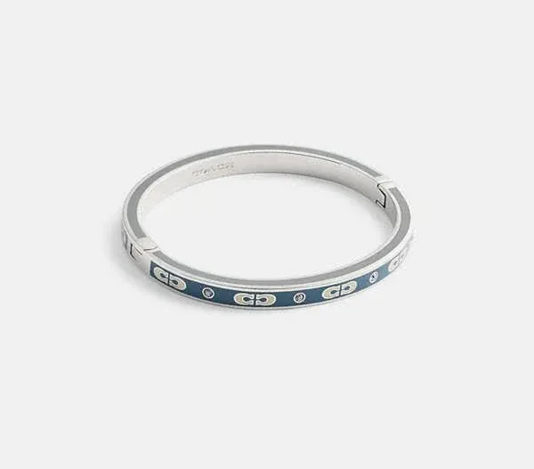 Coach Women's Kissing Signature Enamel Hinged Bangle