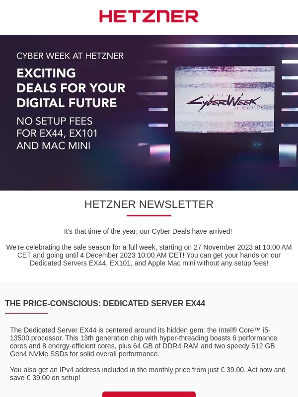Hetzner - Hetzner Cyber Week: Snap up the best deals of the year