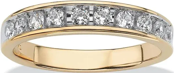 PalmBeach Jewelry Men's 18K Gold Over Sterling Silver Cubic Zirconia Wedding Ring