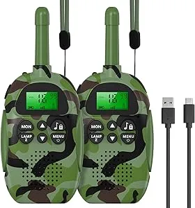 USHINING Walkie Talkie for Kids Rechargeable 22 Channel Kids Walkie Talkies for Boys Girls 2 Way Radio Walkie Talkies 3kms Long Range with Flashlight for Hiking,Xmas Birthday Gifts for Kids(2 Pack)
